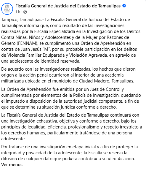 $!Detienen a Juan Jesús “M”, agresor señalado en el caso Dafne en Tamaulipas