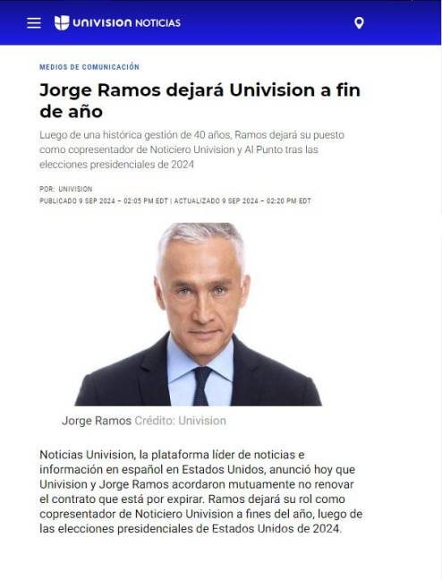 $!¿Quién es Jorge Ramos, el periodista que hizo sentir incómodos a AMLO, Peña Nieto y Carlos Salinas, y que anunció su retiro de Univision?