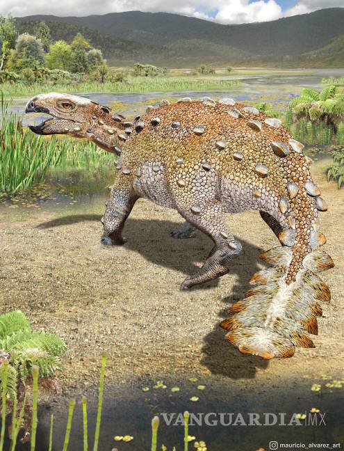 $!Ilustración facilitada por Mauricio Álvarez que muestra un stegouros, una criatura que existió hace 72 millones o 75 millones de años en lo que es hoy Chile. AP/Mauricio Alvarez