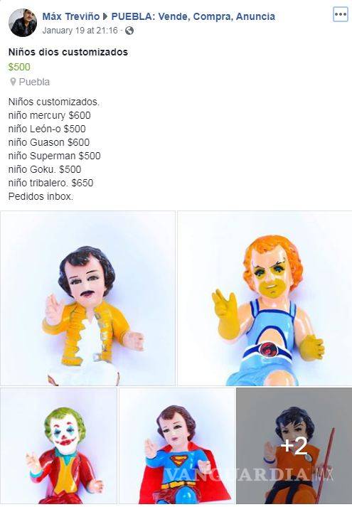 $!Venden al Niño Dios en redes sociales...¡disfrazado de Freddie Mercury, Joker y Gokú!