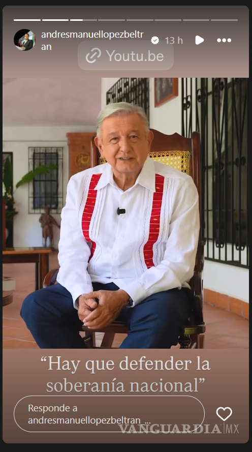$!Historia capturada del perfil de Instagram de Andrés Manuel López Beltrán