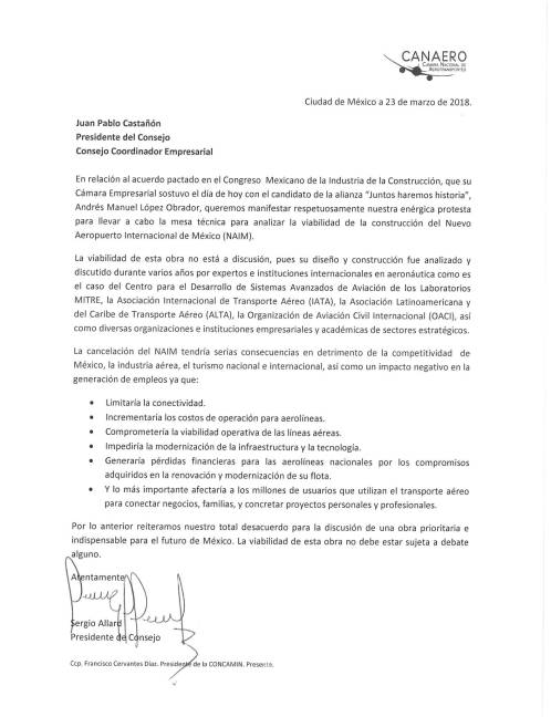 $!Canaero rechaza mesa de diálogo sobre el Nuevo Aeropuerto