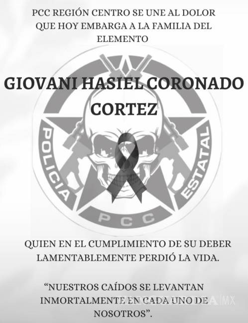 $!Esquela por el sensible fallecimiento del oficial Giovani Hasiel Coronado Cortez.