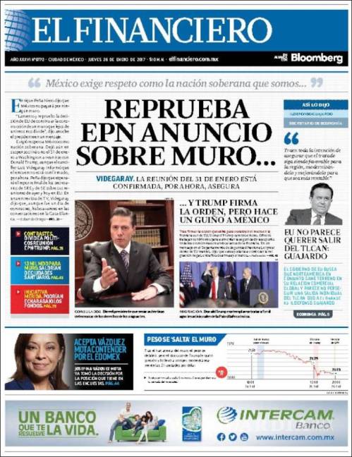 $!Titulares Prensa Nacional 26/01/2017