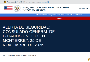 El Consulado General de los Estados Unidos en Monterrey alertó sobre múltiples robos recientes en la carretera 85D en Nuevo León.