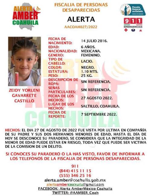 $!Yarlin Dareli de 5 años, Zeidy Yorleni de 6 y Yozmin Onel de 9, son los tres hermanos desaparecidos de apellido Gavarrete Castillo.