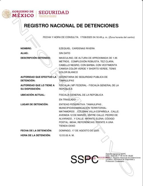 $!Cae Ezequiel Cárdenas, alias ‘Tormenta Junior’, en Tamaulipas; es hijo del exlíder del Cártel del Golfo