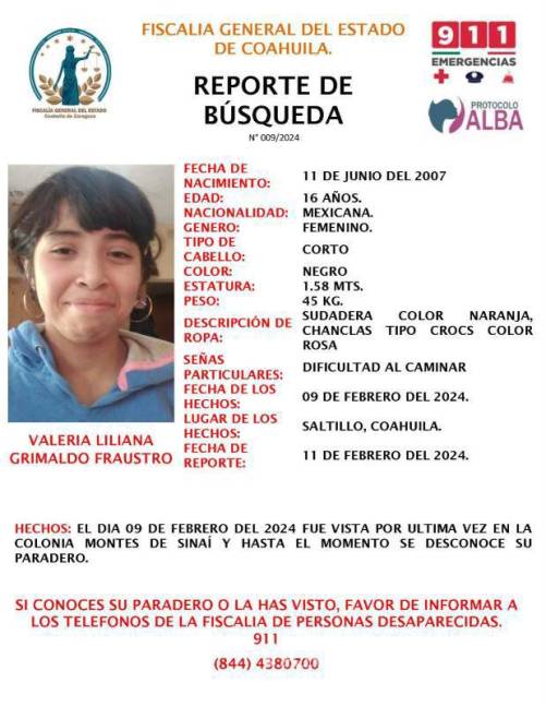 $!Autoridades solicitaron la colaboración de la ciudadanía para encontrar a Valeria.