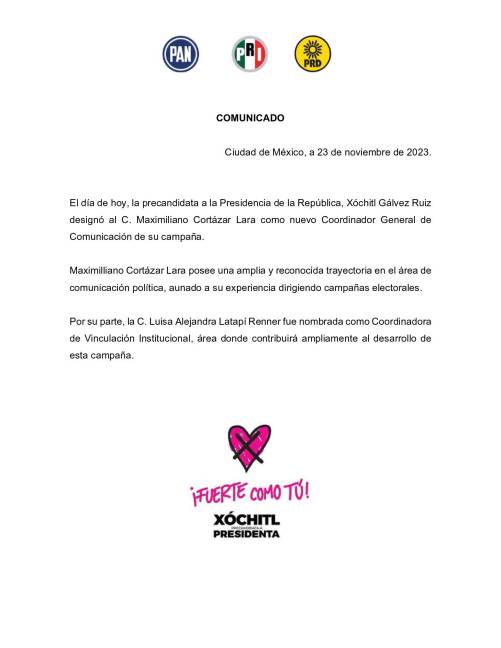 $!Xóchitl Gálvez suma a Max Cortázar como coordinador de Comunicación en su campaña