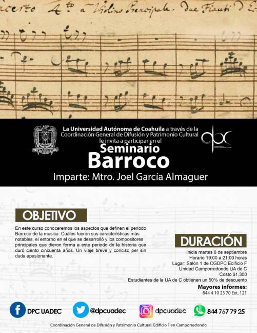 $!El taller de historia de la música Barroco estará a cargo de Joel García Almaguer.