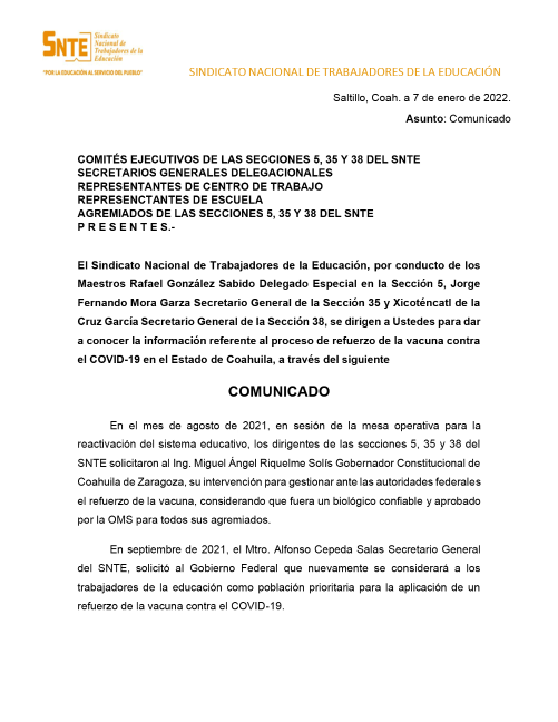 $!Coahuila: del 12 al 14 de enero, vacunación de refuerzo para maestros