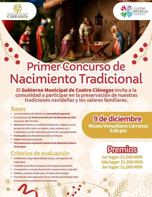 $!Los nacimientos deberán incluir elementos tradicionales como el portal, pastores y reyes magos.
