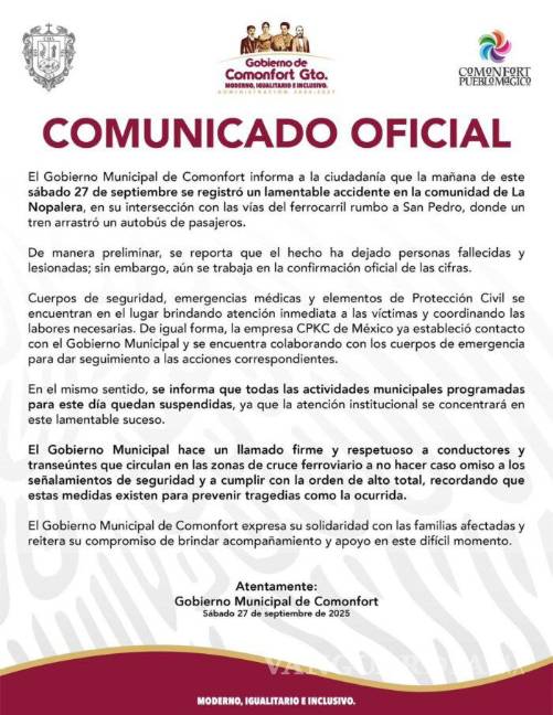 $!Cinco muertos y varios heridos deja accidente entre autobús de pasajeros y tren en Comonfort, Guanajuato