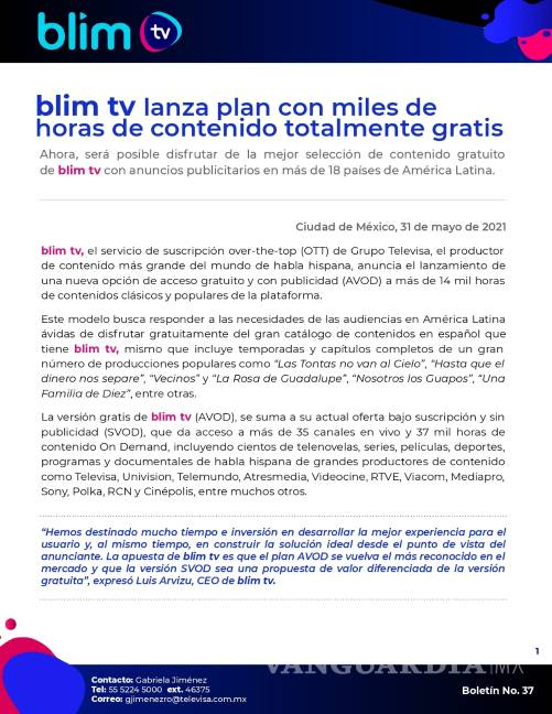 $!Blim tv lanza nueva opción de acceso gratuito