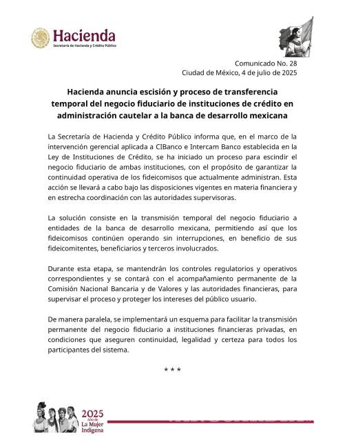 $!Secretaría de Hacienda finaliza relación con Intercam y CIBanco