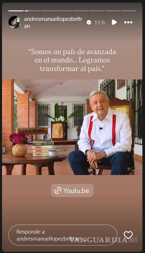 $!Historia capturada del perfil de Instagram de Andrés Manuel López Beltrán