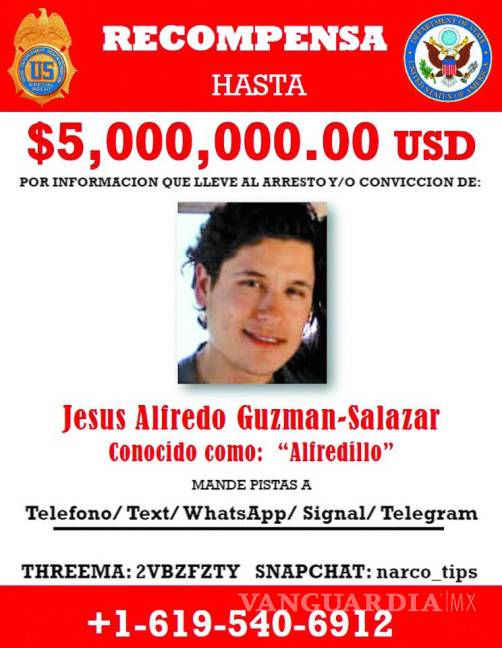 $!Autoridades de Estados Unidos dieron a conocer los carteles de búsqueda contra los hijos del Chapo Guzmán