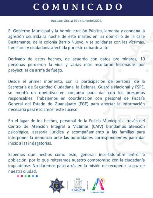 $!Masacre en fiesta patronal en Irapuato fue grabada en vivo; suman 11 muertos, entre ellos un menor