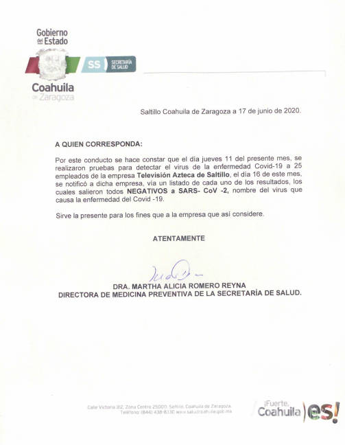 $!Falso que Vanguardia informara sobre brote de COVID-19 en otra televisora de Saltillo