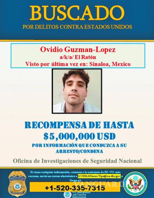 $!Ovidio “El Ratón” Guzmán López es buscado por autoridades de Estados Unidos
