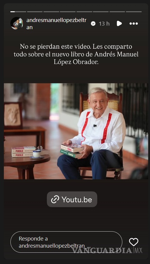 $!Historia capturada del perfil de Instagram de Andrés Manuel López Beltrán