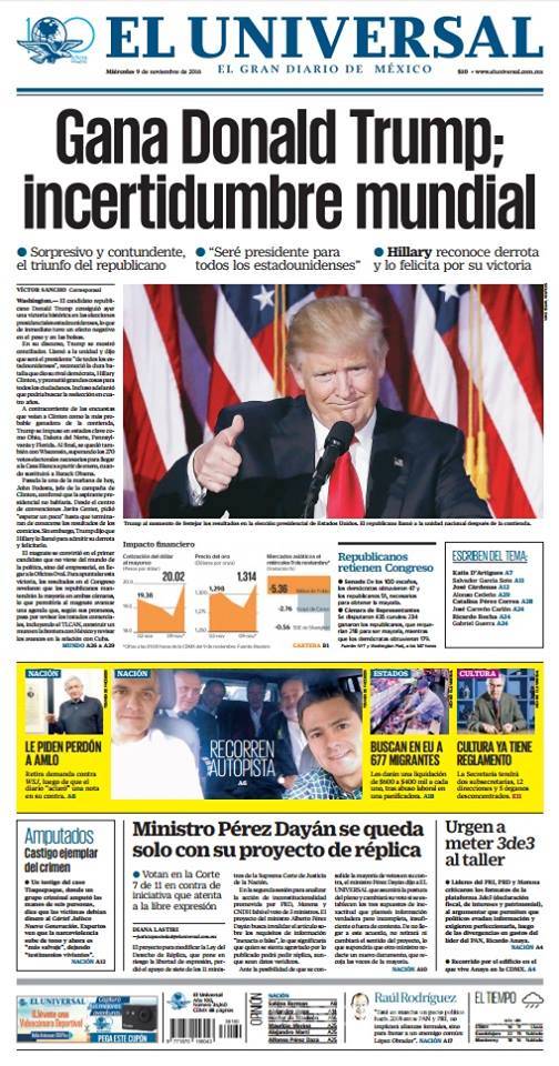 $!Titulares Prensa Nacional 09/11/2016