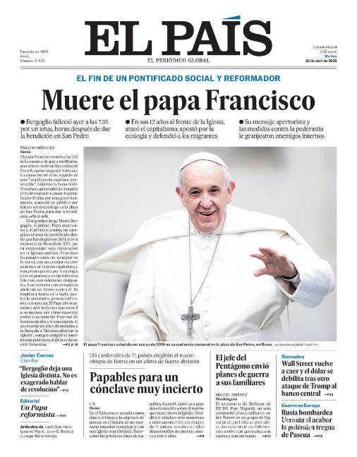 $!Así reflejaron medios internacionales en sus portadas la muerte del Papa Francisco
