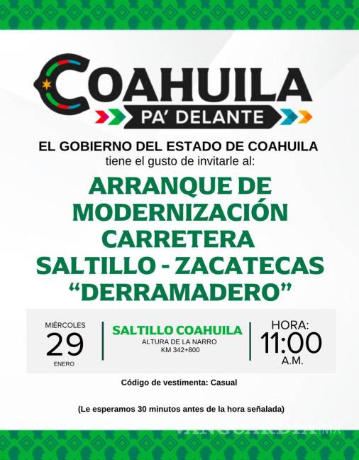 $!El Gobierno de Coahuila invita al arranque de modernización del tramo carretero.