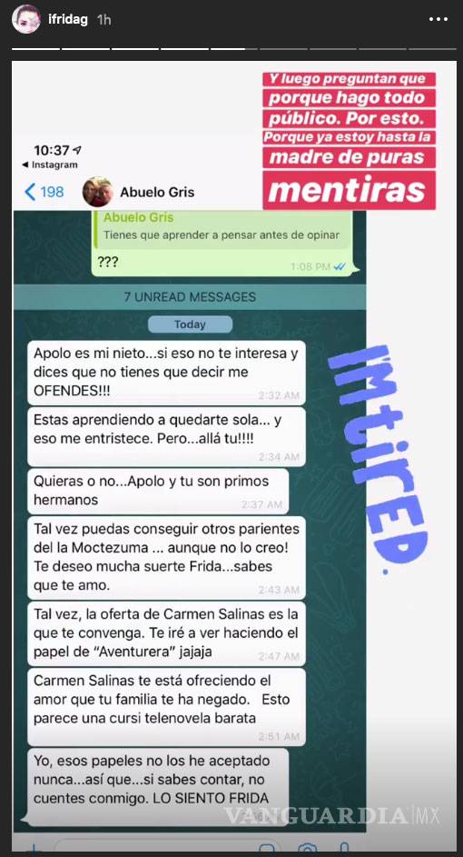 $!Frida Sofía llama prostituta a su mamá y Enrique Guzmán le retira apoyo económico