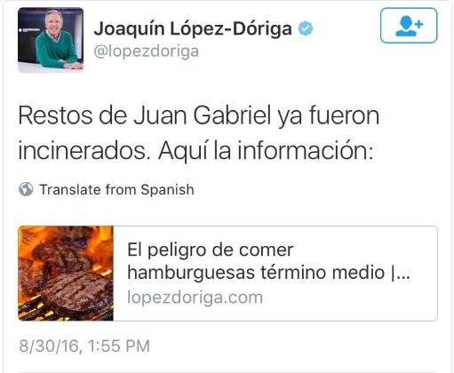 $!El #EpicFail de Lopéz Doriga respecto a Juan Gabriel