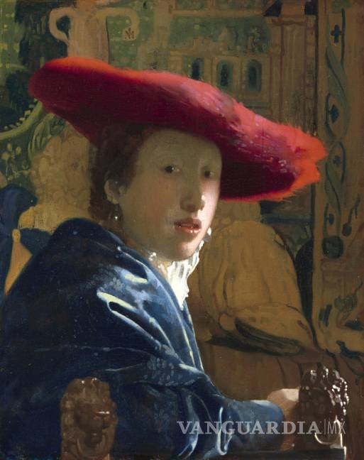 $!La obra Girl with the red hat (Muchacha con sombrero rojo) atribuida al pintor neerlandés Johannes Vermeer y posiblemente pintada entre 1666 Y 1667.