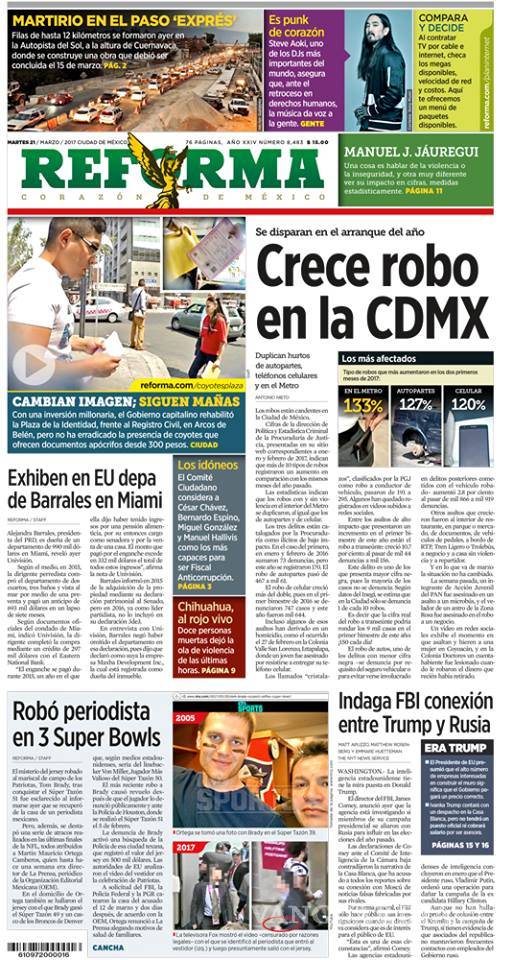 $!Titulares Prensa Nacional 21/03/2017