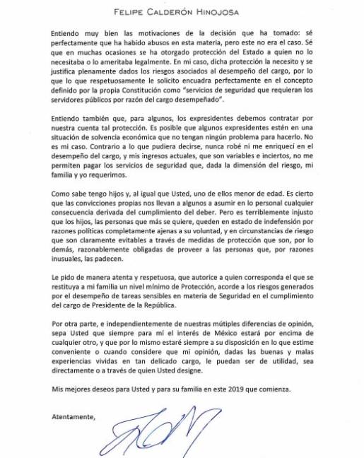 $!Pido seguridad, estoy a su disposición: AMLO revela carta de Felipe Calderón