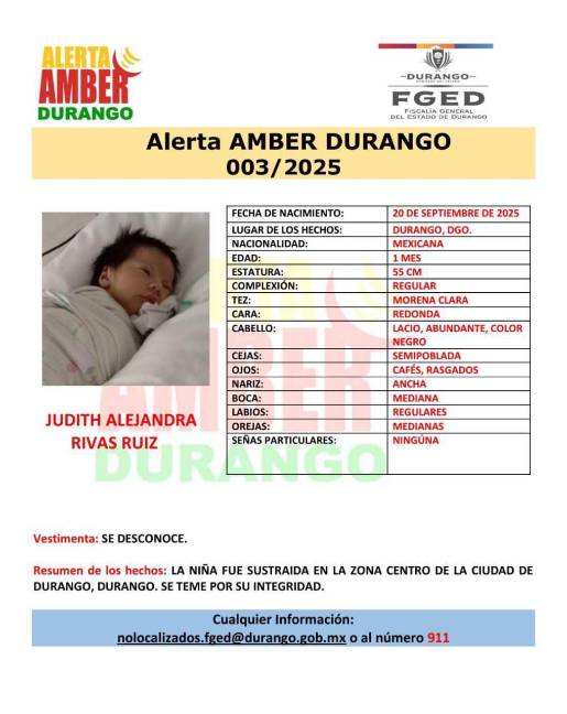 $!Sustraen a una bebé de un mes del Hospital Materno Infantil de Durango; video muestra a sospechosa