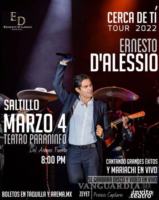$!Ernesto D’Alessio se presentará en Saltillo en el Teatro del Paraninfo