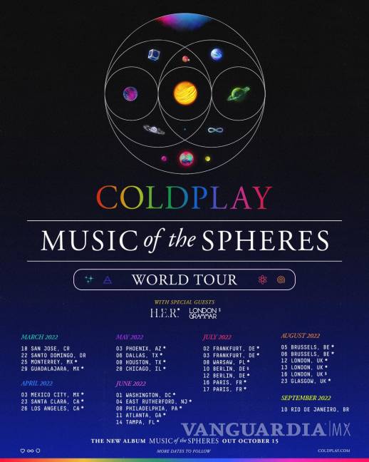 $!Cartel promocional del tour; en México, la artista estadounidense H.E.R será telonera de la banda.