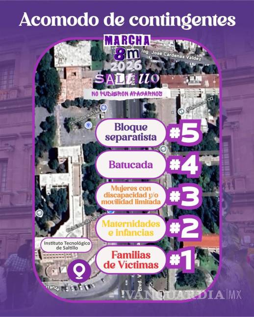 $!La marcha contará con bloques específicos, como familias de víctimas, maternidades, mujeres con discapacidad, batucada y bloque separatista, de acuerdo con la información oficial difundida en redes sociales.