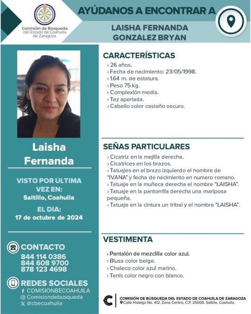 $!Laisha Fernanda, de 26 años, madre de dos hijos, es buscada intensamente por su familia tras perder contacto con ella.