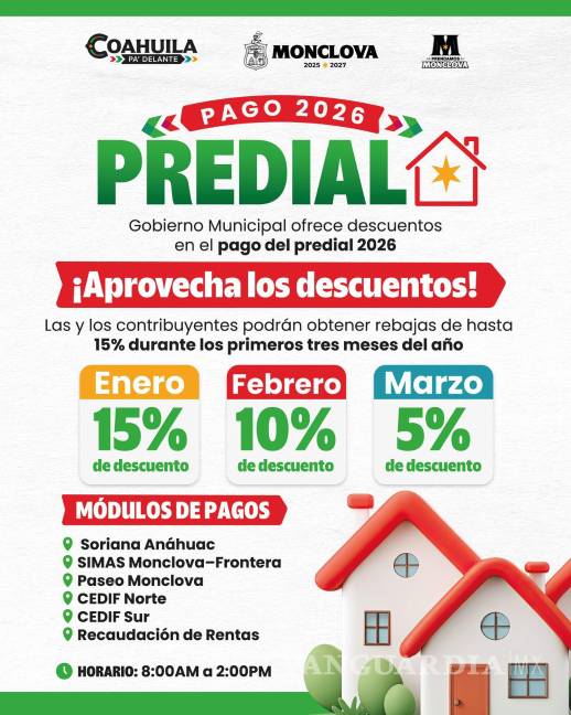$!Invita Municipio de Monclova a aprovechar descuentos en el pago del predial 2026