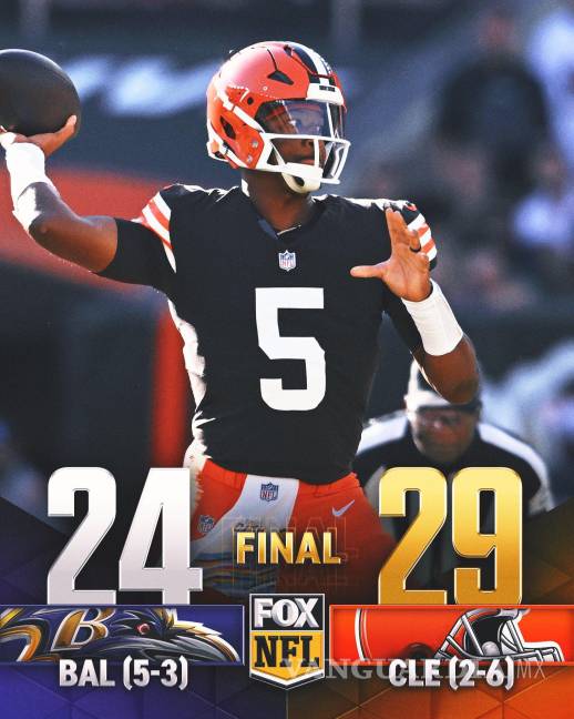 $!En el último encuentro, los Browns vencieron a los Ravens, siendo esta la segunda de las tres victorias que consiguieron en la Temporada al momento.