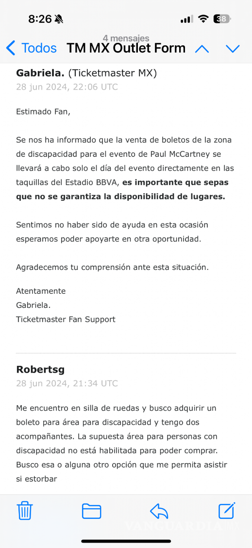 $!La empresa sólo dio como respuesta, esperar al día del evento sin asegurar disponibilidad de boletos.