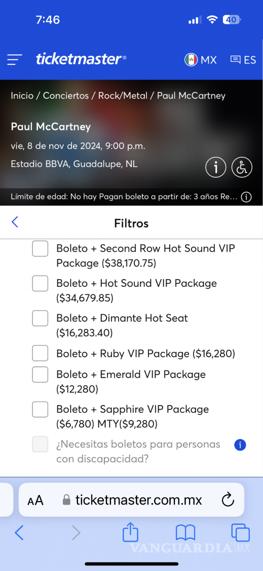 $!La casilla de compra no lleva a ninguna opción.