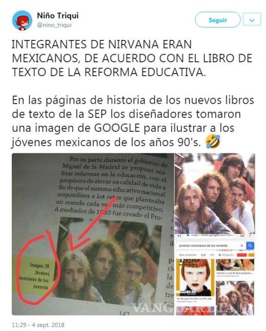$!Universidad mexicana confunde a integrantes de Nirvana con 'jóvenes mexicanos de los 90'