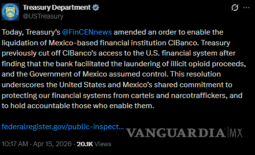 $!EU autoriza liquidación de CIBanco tras sanciones por lavado de dinero ligado al narcotráfico