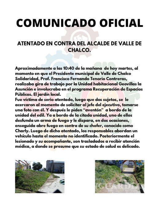 $!Alcalde de Valle de Chalco sigue vivo; desmienten información de ANAC