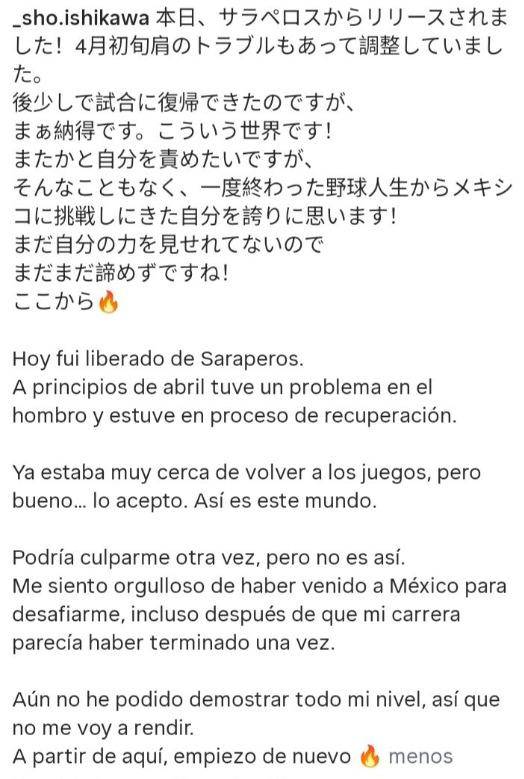 $!Publicación del lanzador que fue borrada posteriormente.