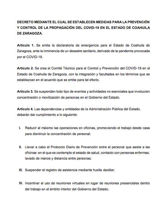 $!Gobierno de Coahuila decreta prohibición de cantinas, gimnasios y cines, pero reapertura seguiría según Subcomités Regionales