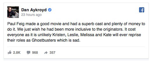 $!Dan Aykroyd critica el resultado de “Ghostbusters”