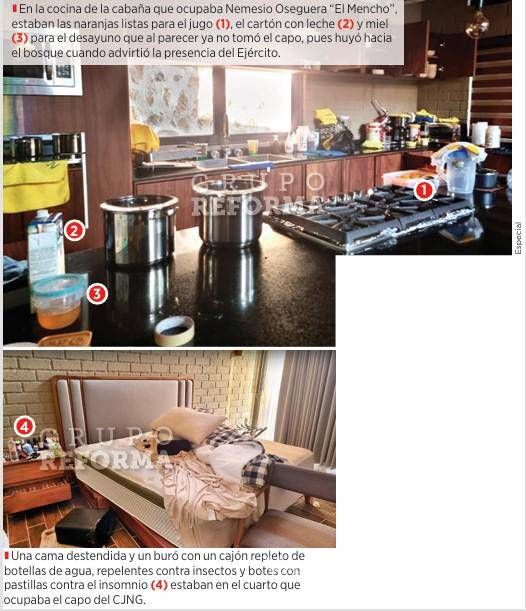 $!En la cabaña de Tapalpa de ‘El Mencho’ todo estaba listo para preparar el desayuno, cuando llegó el Ejército