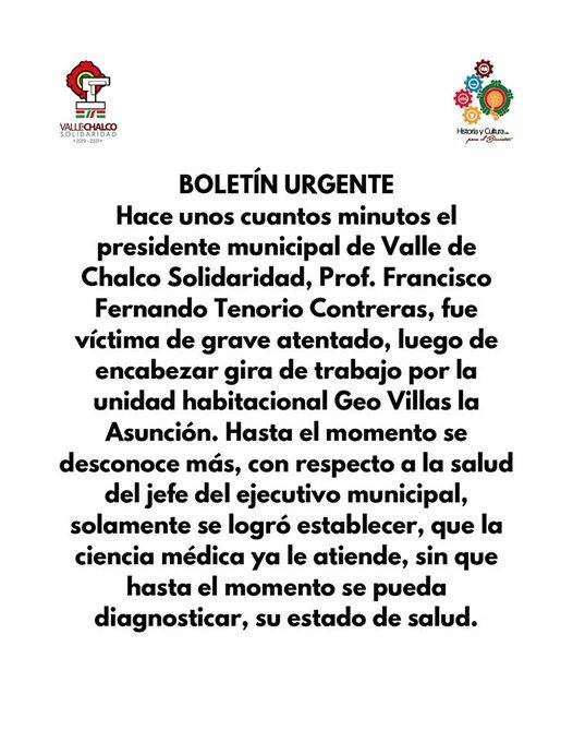 $!Alcalde de Valle de Chalco sigue vivo; desmienten información de ANAC